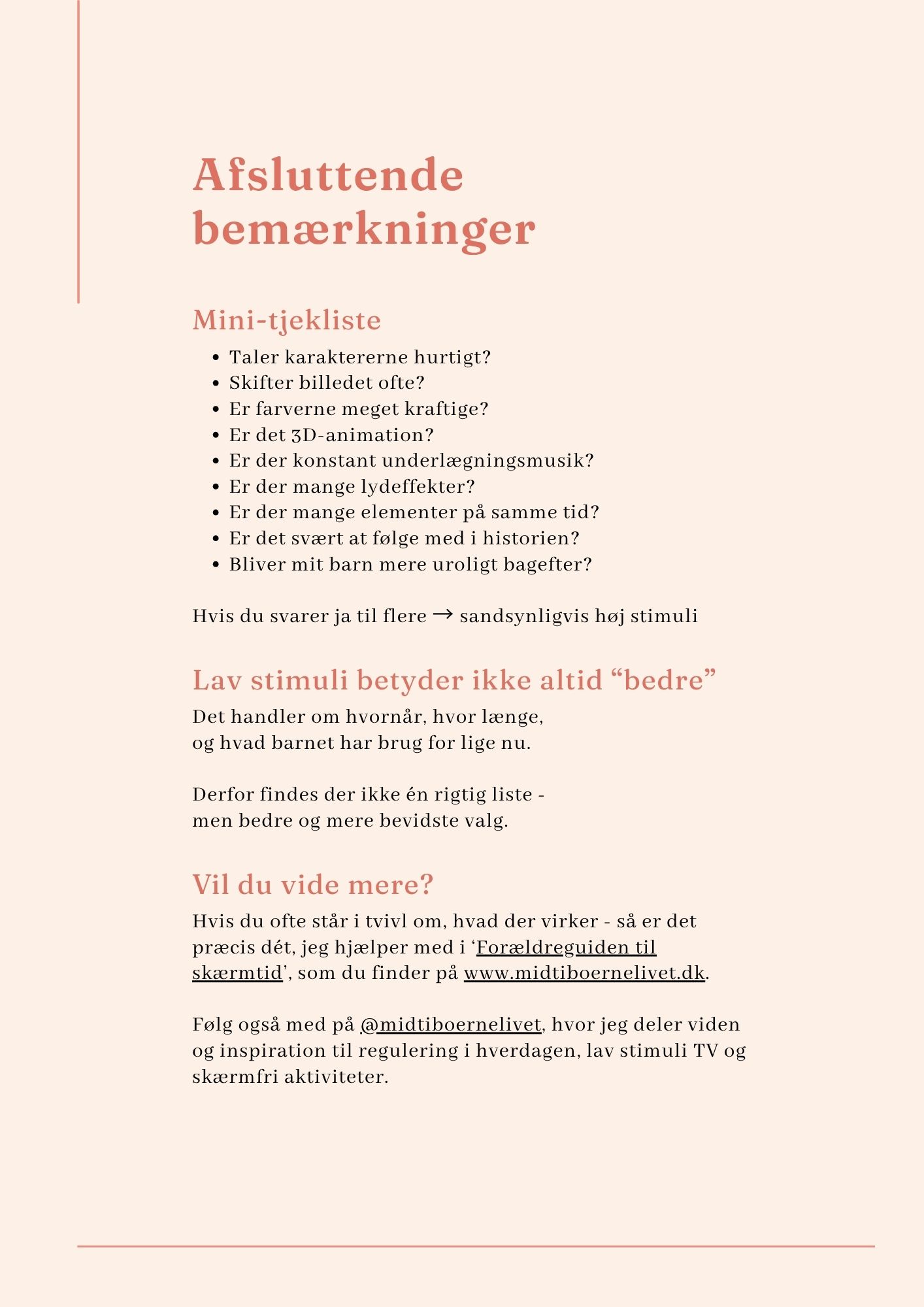 Lav vs høj stimuli cheatsheet - Billede 4